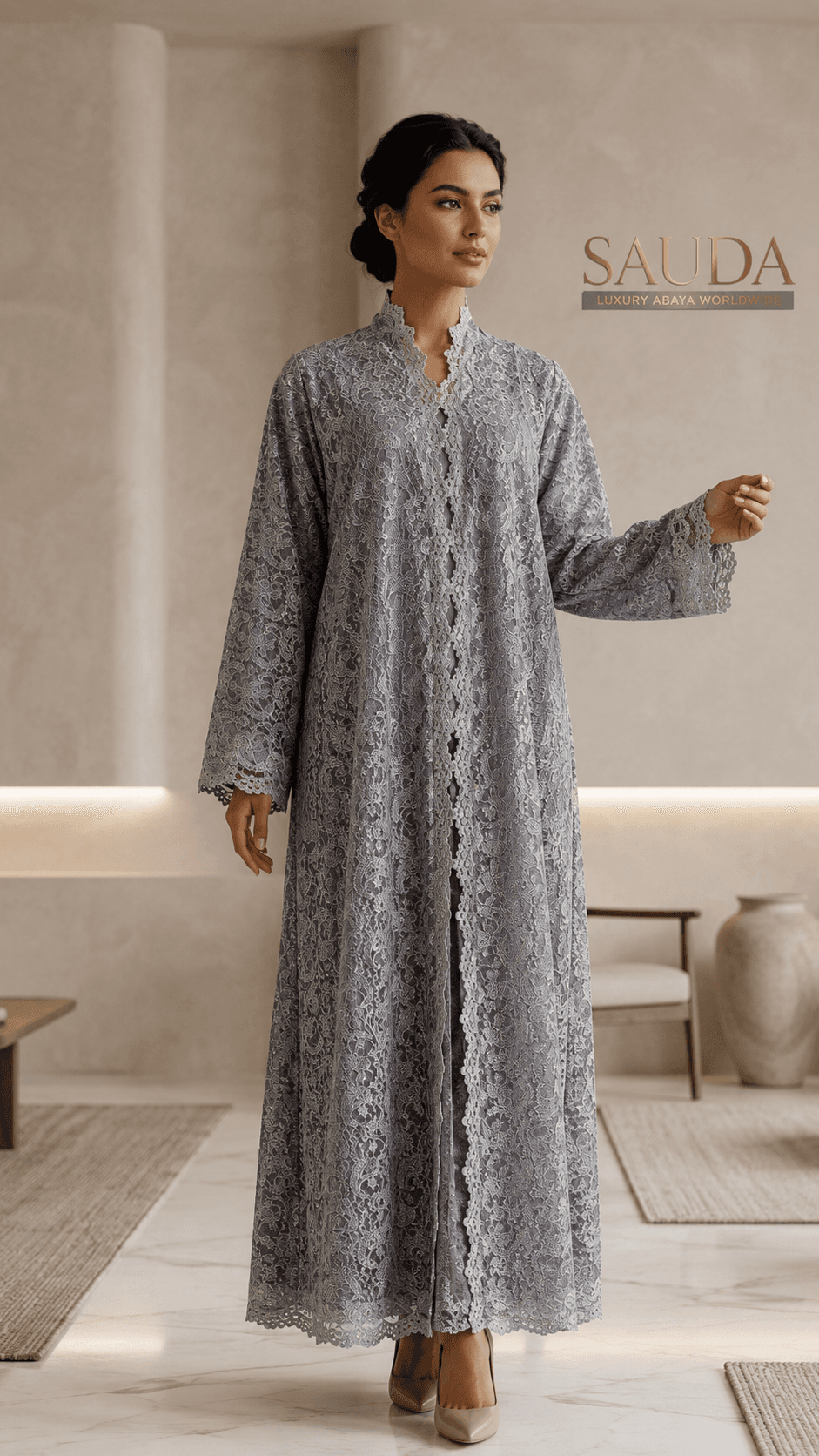 Elysian Lace Luxury Abaya - Luxury Abaya Couture