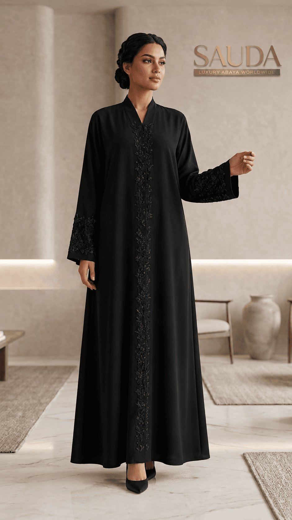 Elegant Black Embroidered Luxury Abaya - Luxury Abaya Couture